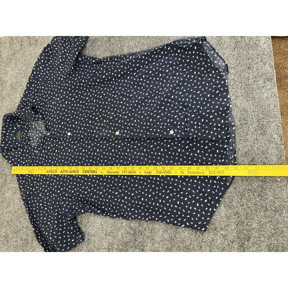 Polo Ralph Lauren Shirt Adult Large Blue Seersucker All Over Print Smart Casual - Picture 8 of 9